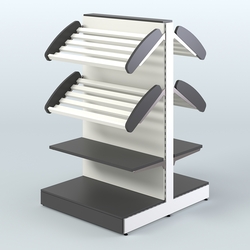 Низкий островной широкий стеллаж для хлеба и выпечки СХОН-02, Черный и Белый