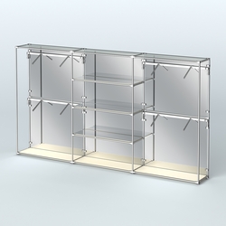 Торговая система ХРОМ (задняя стенка - зеркало) 3600 мм с зеркальными полками и поручнями №5, Крем Вайс