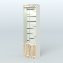 Витрина закрытая из ДСП с экономпанелью для аптеки №2-300-4, Белый + Дуб Сонома