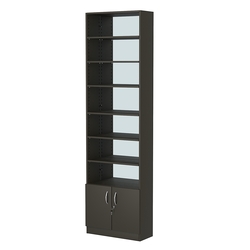 Стеллаж из ДСП с 6-ю полками 250x600 мм серии LEVEL-6 №4-2 (З/C - ЗЕРКАЛО), Черный