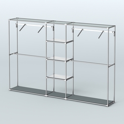 Торговая система ХРОМ без ДСП 3030 мм с зеркальными полками и поручнями №12, Темно-Серый