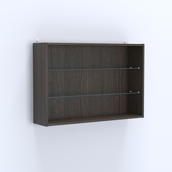 Витрина настенная №203-1Г открытая с двумя полками из стекла, Дуб Венге