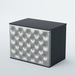 Ресепшен - стол БАРХАТ СЕРЫЙ ПЕРЛАМУТР №3 (карета золото), Антрацит + Экокожа серебристая