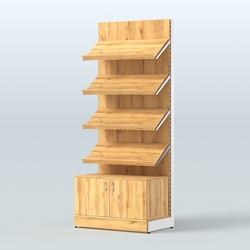 Стеллаж для хлеба и выпечки с четырьмя наклонными полками и накопителем Феникс №13Н, Дуб Золотистый