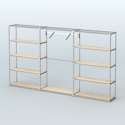 Торговая система ХРОМ без ДСП 3600 мм с полками ДСП и поручнями №9, Дуб Сонома