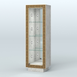 Низкая витрина с декором и диодной подсветкой НБА-3С, Метрополитан Грей