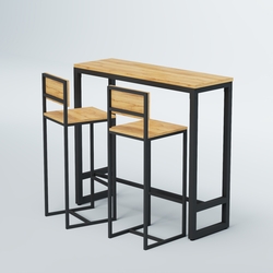 Комплект барный стол "Кофе-брейк" №8 и стулья, Дуб Золотистый