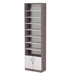 Стеллаж из ДСП с 7-ю полками 300x600 мм серии LEVEL-7 №5 (З/C - ДВП), Ясень Анкор темный + Ясень Анкор светлый