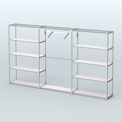 Торговая система ХРОМ без ДСП 3600 мм с полками ДСП и поручнями №9, Ясень Анкор светлый