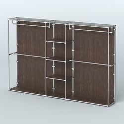 Торговая система ХРОМ (задняя стенка - ДСП) 3030 мм с полками ДСП и поручнями №4, Дуб Венге