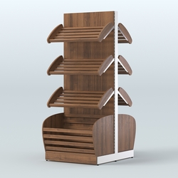 Островной высокий стеллаж с накопителями для хлеба и выпечки СХОВН-01, Орех