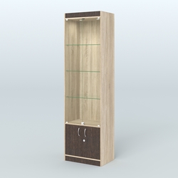 Витрина из ДСП с дверками для аптеки №2-400-1, Дуб Сонома + Дуб Венге