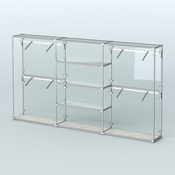 Торговая система ХРОМ (задняя стенка - стекло) 3600 мм с зеркальными полками и поручнями №5, Метрополитан Грей