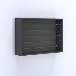 Витрина настенная №203-5Г открытая с пятью полками из стекла, Антрацит