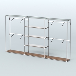 Торговая система ХРОМ без ДСП 3600 мм с зеркальными полками и поручнями №5, Орех