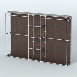 Торговая система ХРОМ (задняя стенка - ДСП) 3600 мм с зеркальными полками и поручнями №4, Дуб Венге