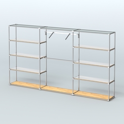 Торговая система ХРОМ без ДСП 3600 мм с зеркальными полками и поручнями №9, Дуб Золотистый