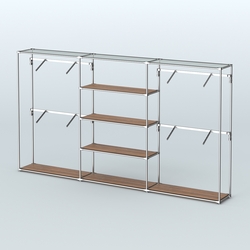 Торговая система ХРОМ без ДСП 3600 мм с полками ДСП и поручнями №5, Орех