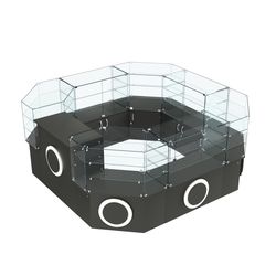 Торговый стеклянный островок с накладками серии КРУГ №2 (7,62 кв.м), Черный