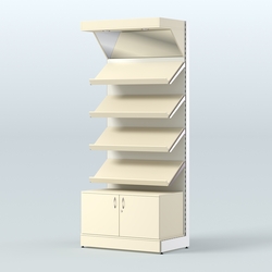 Стеллаж для хлеба и выпечки с четырьмя наклонными полками, накопителем и фризом Феникс №13ФН, Крем Вайс + Белый