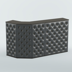 Ресепшен Г-образный БАРХАТ СЕРЫЙ ПЕРЛАМУТР №1 (карета золото), Черный + Экокожа черная