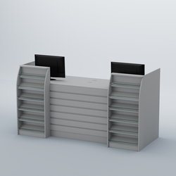 Ресепшен Атлант с накладными планками и наклонными полками №7, Серый