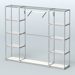 Торговая система ХРОМ без ДСП 2430 мм с зеркальными полками и поручнями №11, Белый