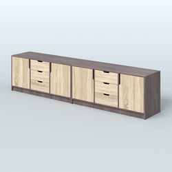 Тумба Модесто, комплект, Ясень Анкор темный и Дуб Сонома