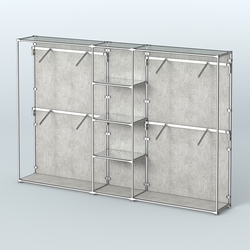 Торговая система ХРОМ (задняя стенка - ДСП) 3600 мм с зеркальными полками и поручнями №8, Метрополитан Грей