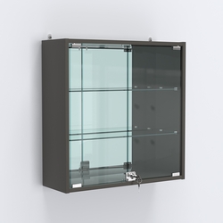 Витрина настенная №201-2А с зеркалом, Черный