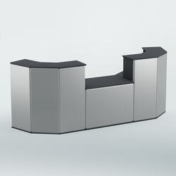 Ресепшен со столом БАРХАТ СЕРЫЙ ПЕРЛАМУТР №3 (ровная поверхность), Антрацит + Экокожа серебристая