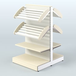 Низкий островной широкий стеллаж для хлеба и выпечки СХОН-02, Крем Вайс + Белый