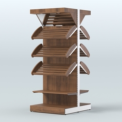 Стеллаж для хлеба островной высокий комбинированный с зеркальным фризом СХОВФ-03, Орех