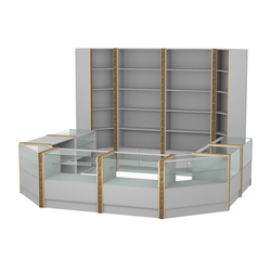 Торговый островок с выкатным прилавком и молдингами №4 (5,38 кв.м), Серый