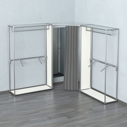 Примерочная с зеркалом из системы ХРОМ с поручнями №3-1, Белый