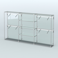 Торговая система ХРОМ (задняя стенка - стекло) 3600 мм с прозрачными полками и поручнями №5, Темно-Серый