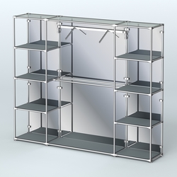 Торговая система ХРОМ (задняя стенка - зеркало) 2430 мм с полками ДСП и поручнями №11, Темно-Серый