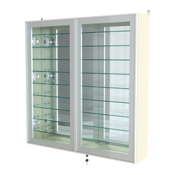 Витрина настенная №4-6А зеркальная с девятью полками серии Collecto, Крем Вайс