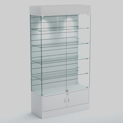 Витрина СЕТЬ №1-П с экономпанелью и полками, Белый