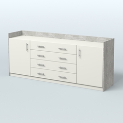 Тумба трехсоставная с ящиками Венди, Метрополитан Грей + Белый