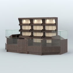 Пристенный павильон с недорогими прилавками для выкладки хлеба и выпечки №3, Дуб Венге + Дуб Сонома