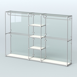 Торговая система ХРОМ (задняя стенка - стекло) 3030 мм с полками ДСП и поручнями №4, Белый