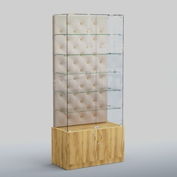 Высокая стеклянная витрина КАПИТОНЕ №505, Дуб Золотистый + 01 Cream