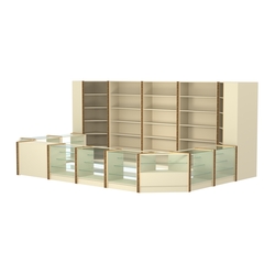 Торговый островок из стекла и ДСП с молдингами №6 (5,38 кв.м), Крем Вайс