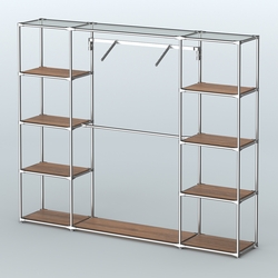 Торговая система ХРОМ без ДСП 2430 мм с полками ДСП и поручнями №11, Орех