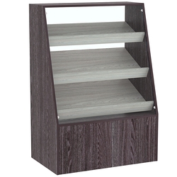 Торговый прилавок для выпечки с тремя наклонными полками под экраны серии BAKERY №2, Ясень Анкор темный + Ясень Анкор светлый