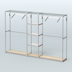 Торговая система ХРОМ без ДСП 3030 мм с зеркальными полками и поручнями №12, Дуб Сонома