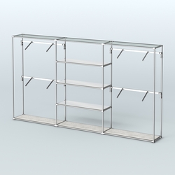 Торговая система ХРОМ без ДСП 3600 мм с зеркальными полками и поручнями №5, Метрополитан Грей