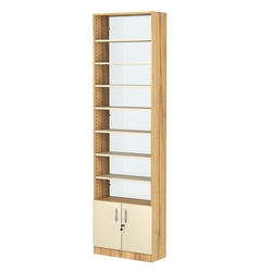 Стеллаж из ДСП с 7-ю полками 250x600 мм серии LEVEL-7 №4-1 (З/C - СТЕКЛО), Дуб Золотистый и Крем Вайс