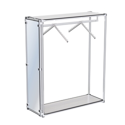 Хромированный стенд островной, торец-зеркало ZTD-12 №1-3 с полками ДСП 16 мм, Ясень Анкор светлый